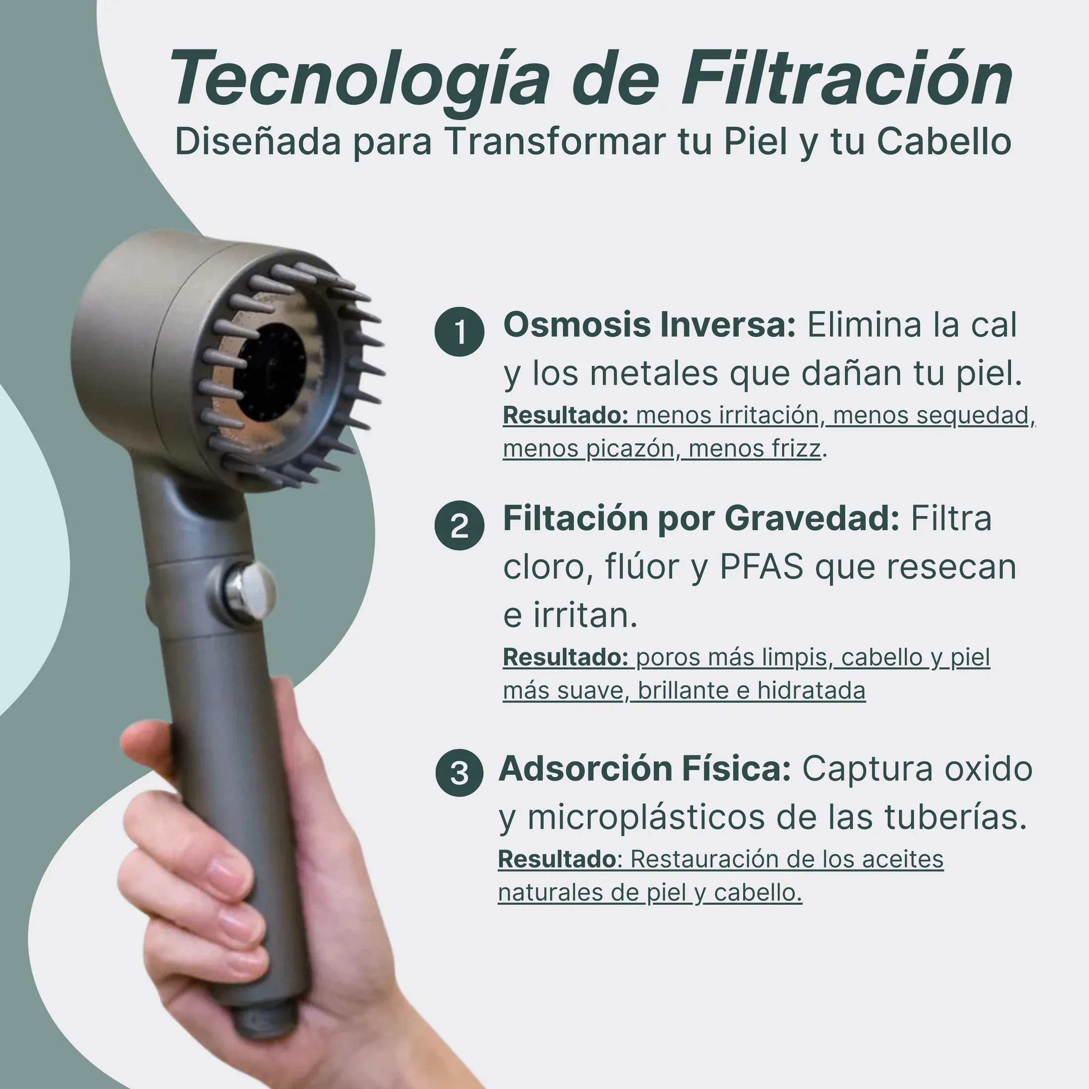 AquaPure™ Mango de ducha con filtro clínicamente probado