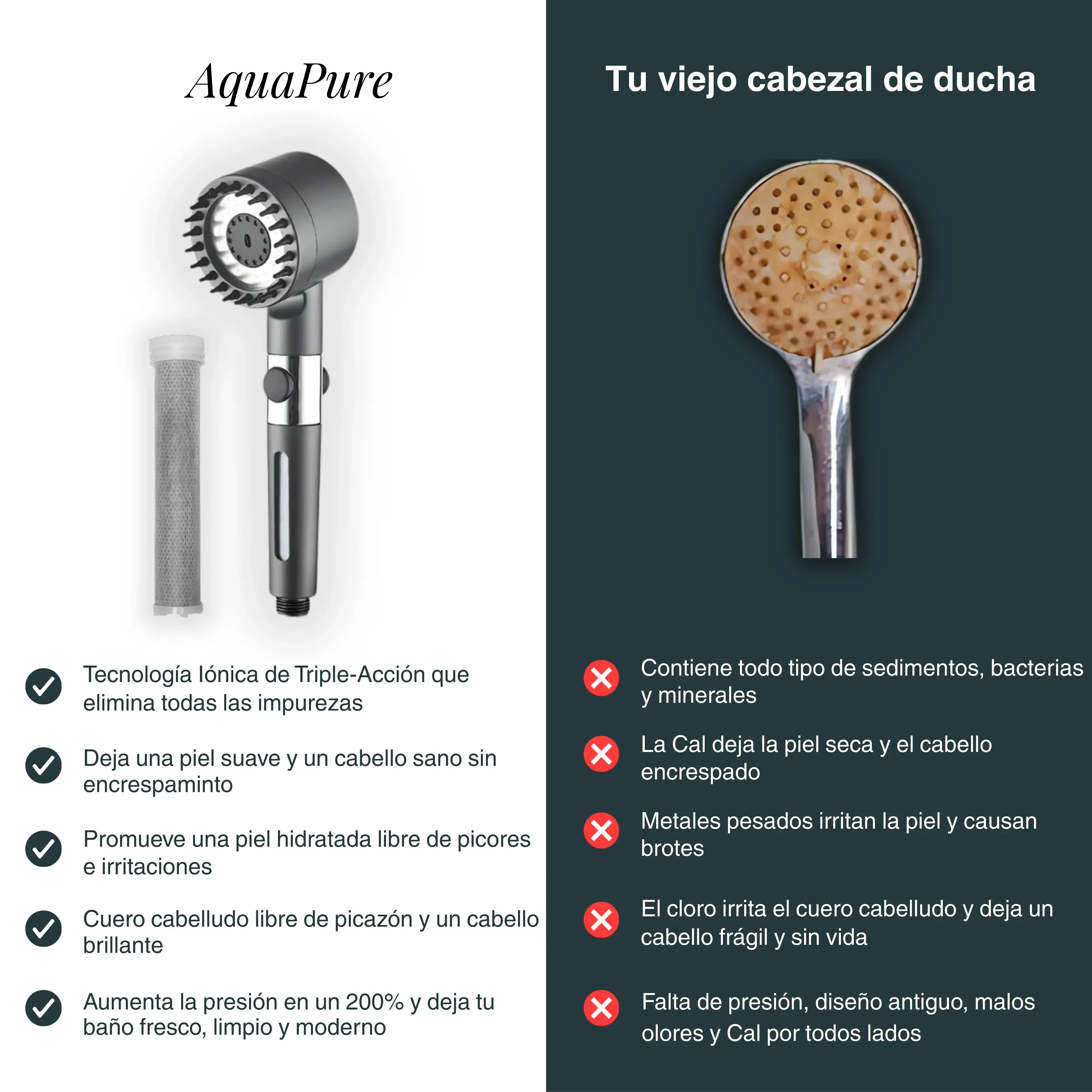 AquaPure™ Mango de ducha con filtro clínicamente probado